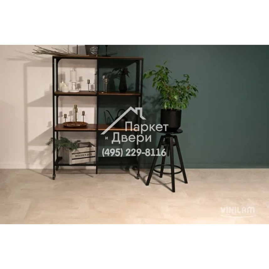 Виниловый пол Vinilam CERAMO VINILAM Stone 71615 Бетон Белый 8 mm 940x470x8 мм-1