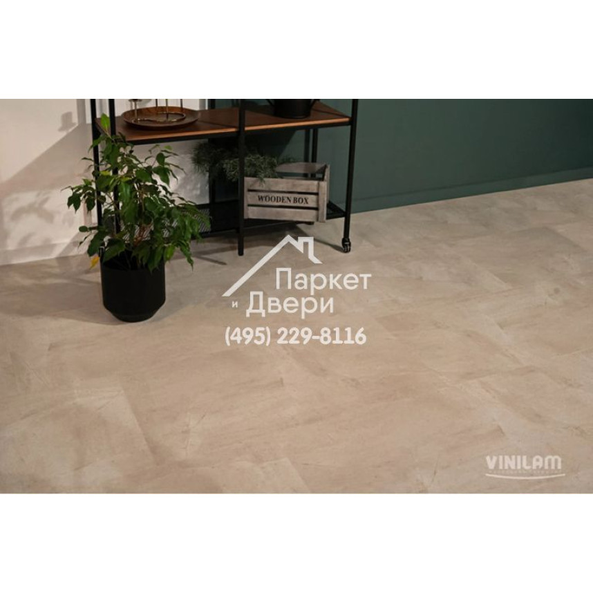 Виниловый пол Vinilam CERAMO VINILAM Stone 71615 Бетон Белый 8 mm 940x470x8 мм-6