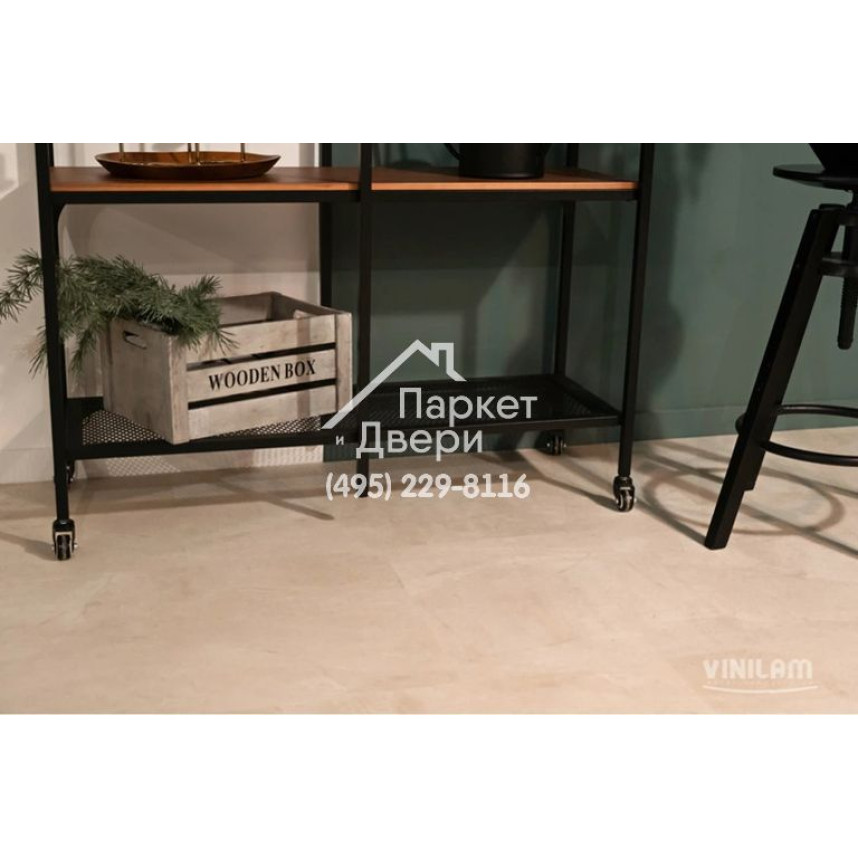 Виниловый пол Vinilam CERAMO VINILAM Glue Бетон Белый 71615 Glue 950x480x2.5 мм-2