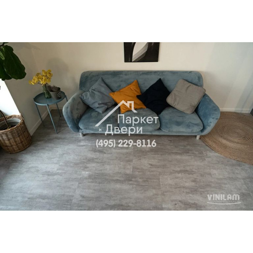 Виниловый пол Vinilam CERAMO VINILAM Stone 71614 Цемент Светлый 8 mm 940x470x8 мм-4