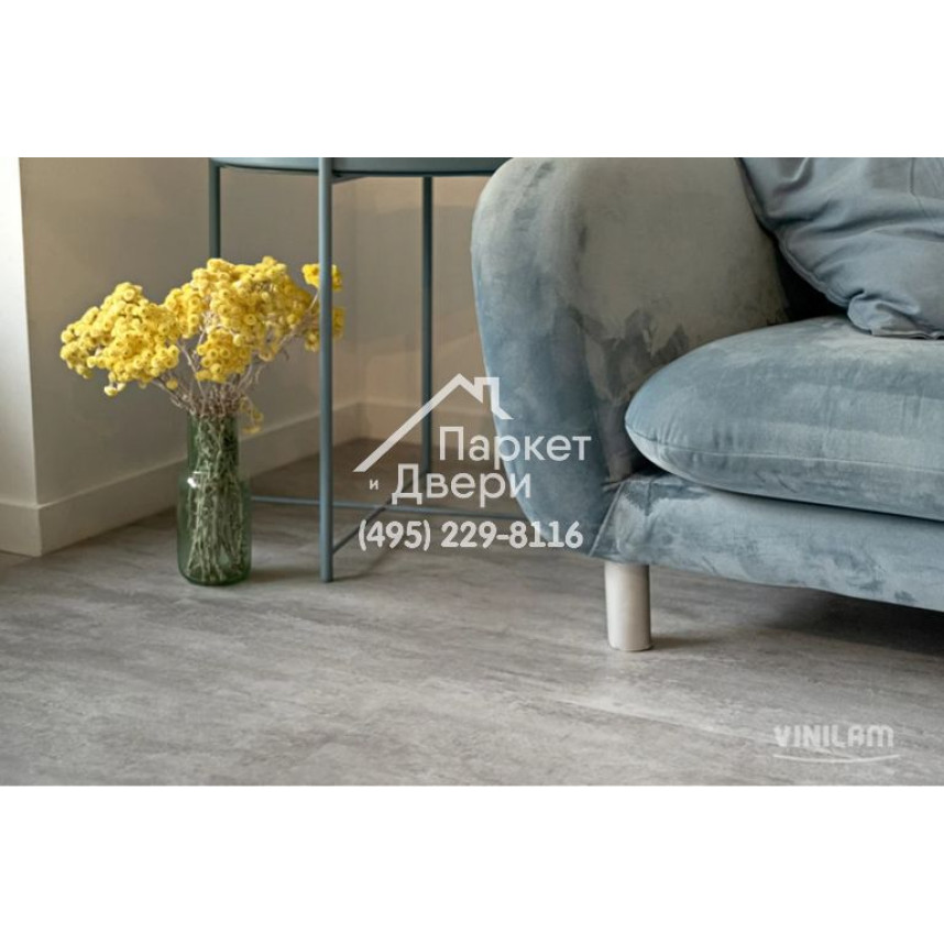 Виниловый пол Vinilam CERAMO VINILAM Stone 71614 Цемент Светлый 8 mm 940x470x8 мм-6