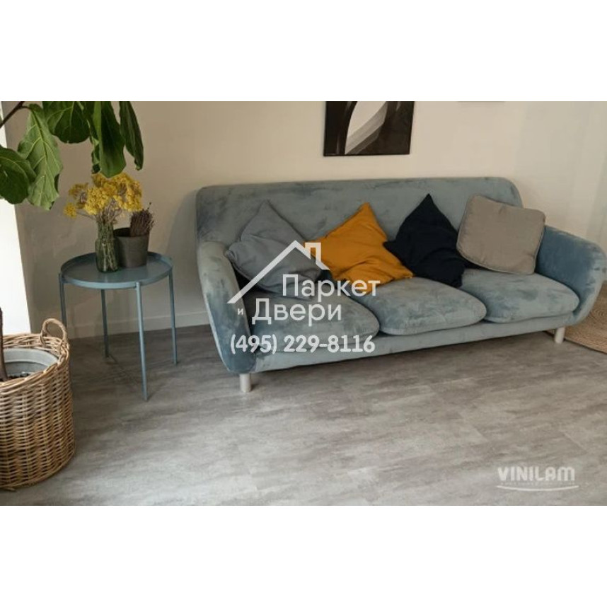 Виниловый пол Vinilam CERAMO VINILAM Glue Цемент Светлый 71614 Glue 950x480x2.5 мм-1