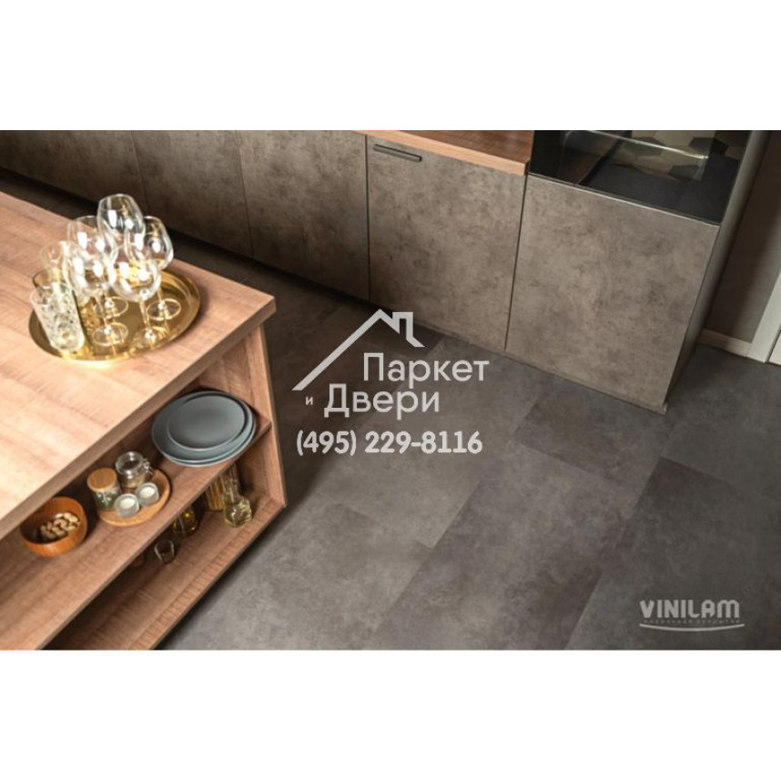 Виниловый пол Vinilam CERAMO VINILAM Stone 71610 Цемент Стальной 6 mm 940x470x6 мм-2