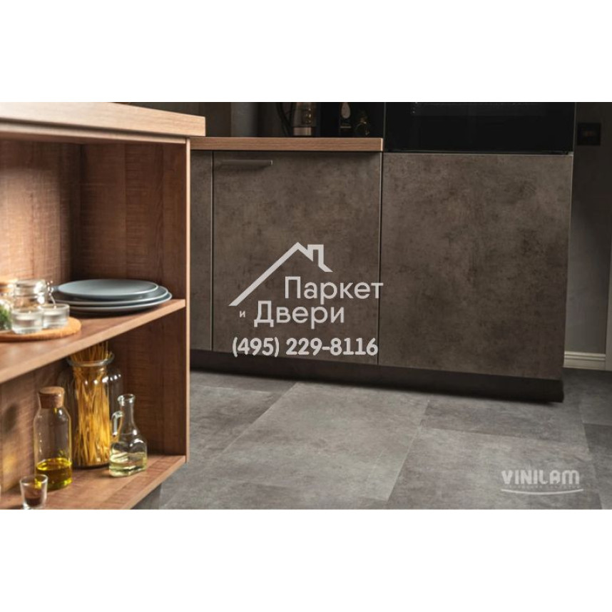 Виниловый пол Vinilam CERAMO VINILAM Stone 71610 Цемент Стальной 6 mm 940x470x6 мм-3