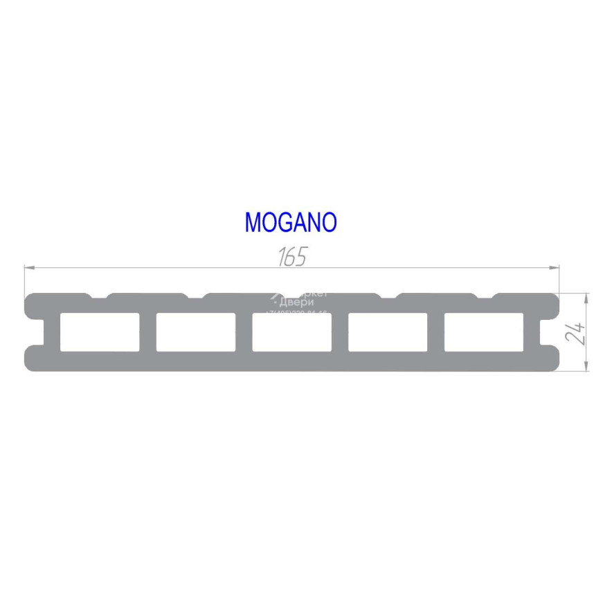 Террасная доска ДПК TerraDeck TR UD MOGANO Серый 3000, 4000x165x24мм Пустотелый профиль.-1