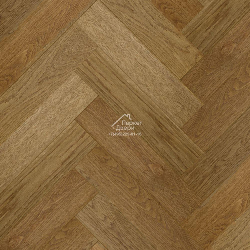 Паркет Елка Английская Royal Parket Дуб Натур Теракот лак 490х125х13мм-1