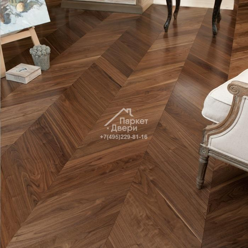 Инженерная доска Ablux Орех Американский SELECT (Франц. Ёлка) 600x125x12-1