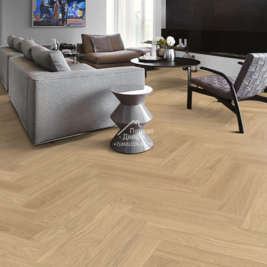 Паркет-елка Kahrs Английская елка Дуб AB Дымчатое белое масло-1