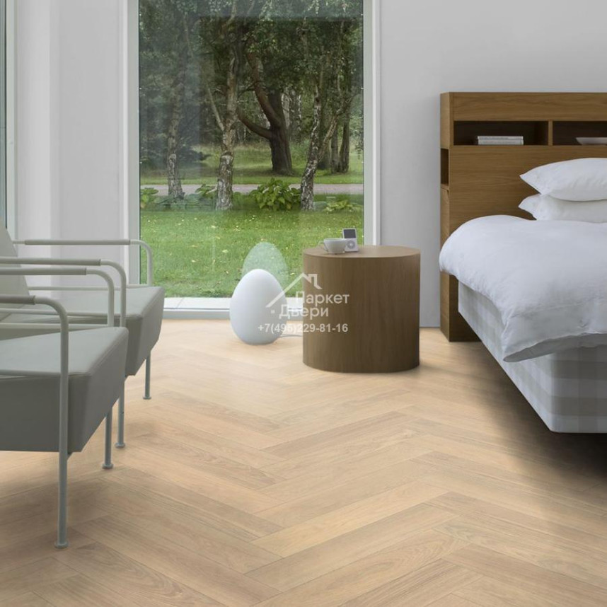 Паркет-елка Kahrs Английская елка Дуб AB Белое масло-1