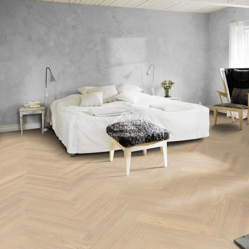 Паркет-елка Kahrs Английская елка Дуб AB Белое масло-2