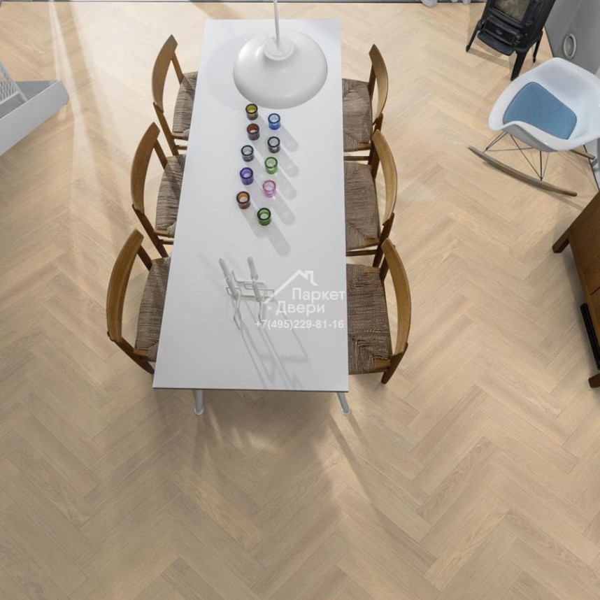 Паркет-елка Kahrs Английская елка Дуб AB Белое масло-3