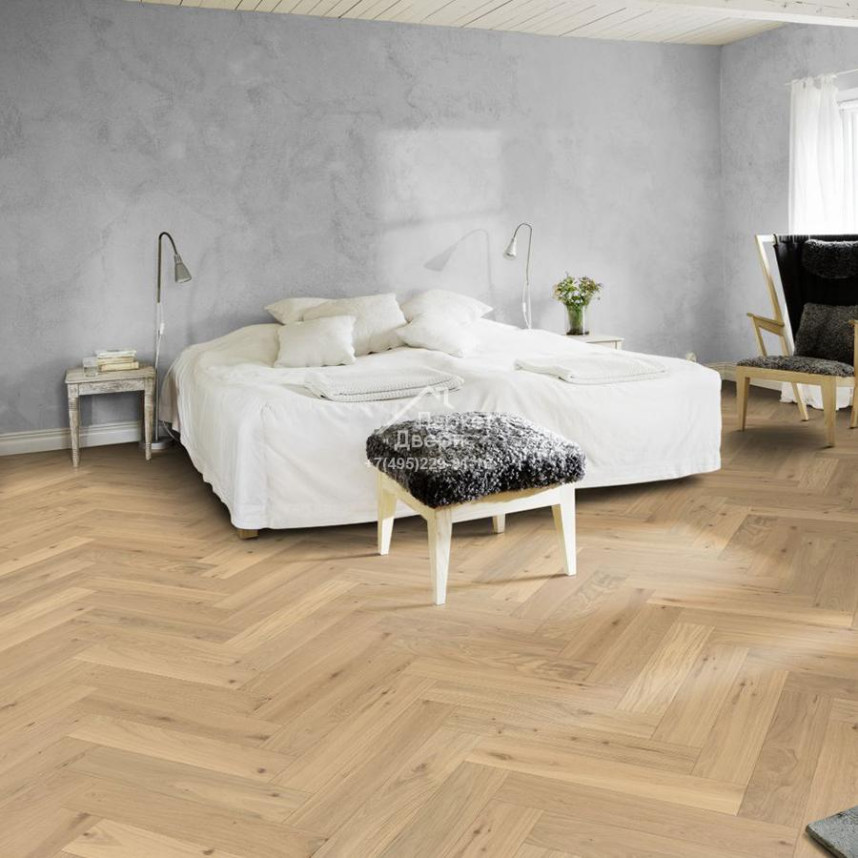 Паркет-елка Kahrs Английская елка Дуб CC Дымчатое белое масло-3