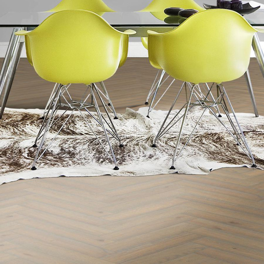 Паркет-елка Kahrs Английская елка Дуб CC Винтаж белое масло-1