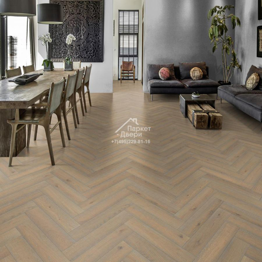 Паркет-елка Kahrs Английская елка Дуб CC Винтаж белое масло-2