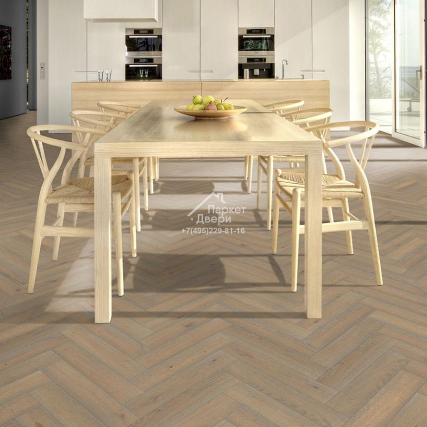 Паркет-елка Kahrs Английская елка Дуб CC Винтаж белое масло-3