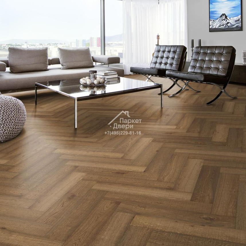 Паркет-елка Kahrs Английская елка Дуб CD Копченный-1