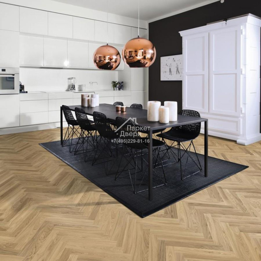 Паркет-елка Kahrs Студио Дуб AB Белый-1