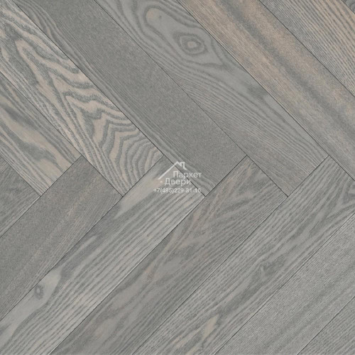 Паркет Wood Bee английская ёлка Herringbone Ясень Фог / Fog 600x92x12