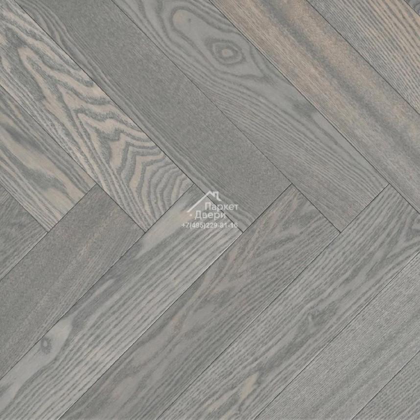 Паркет Wood Bee английская ёлка Herringbone Ясень Фог / Fog 600x92x12-1