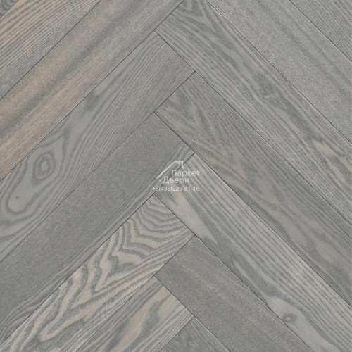 Паркет Wood Bee английская ёлка Herringbone Ясень Фог / Fog 600x92x12
