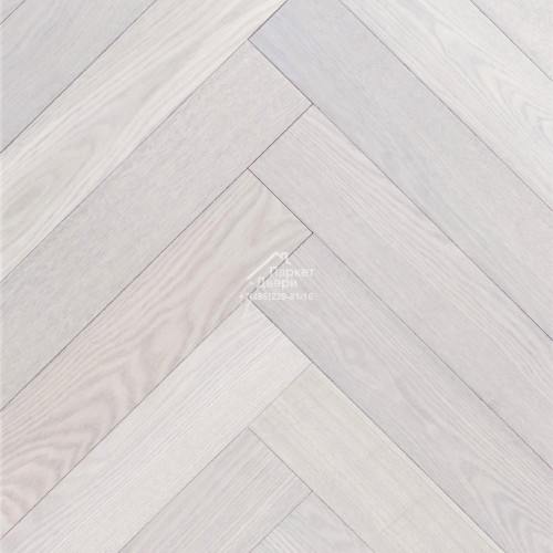 Паркет Wood Bee английская ёлка Herringbone ясень Мунлайт / Moonlight, 600x92x12