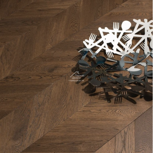Паркет Французская Ёлка Coswick 45° Таинственный лес / Dark Wood collection Дуб Молочный шоколад  1134-4217-20 500x127x19.05
