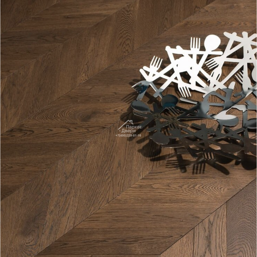 Паркет Французская Ёлка Coswick 60° Таинственный лес / Dark Wood collection Дуб Молочный шоколад 1176-4217-20 548x127x15