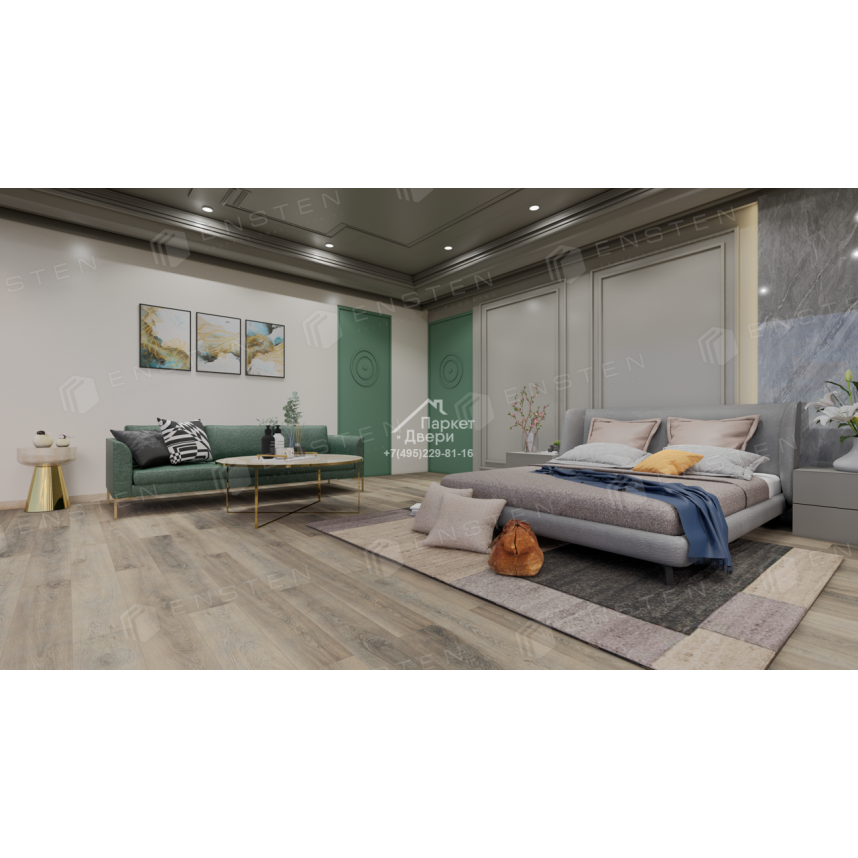 Кварцвиниловый SPC ламинат Ensten Hygge Циния ECO 102-19 1524х180х4-2