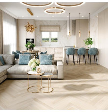 Паркетная доска Ёлка Esta Parket Ясень 24010 Herringbone Elegant Frost Ivory Pores  600x100x14 мм