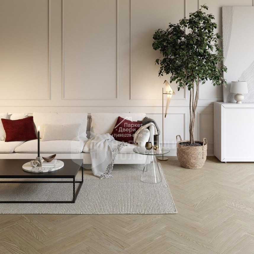Паркетная доска Ёлка Esta Parket Ясень 24012 Herringbone Elegant Sandstone 600x100x14 мм