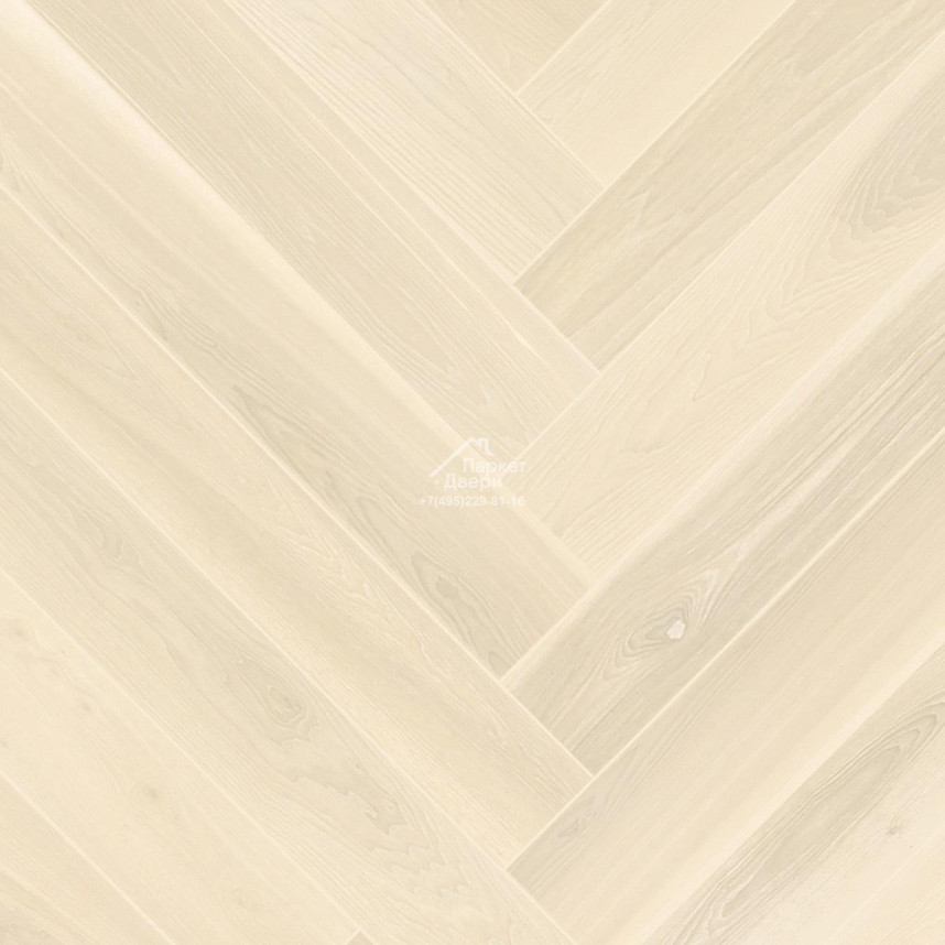 Паркетная доска Ёлка ESTA PARKET Ясень 25002 Chevron Elegant Frost Ivory Pores 480x100x14 мм