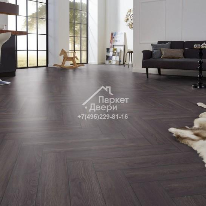 Ламинат Kronotex Herringbone А/В 6010 Дуб Эльба черный 1380x193x8-5