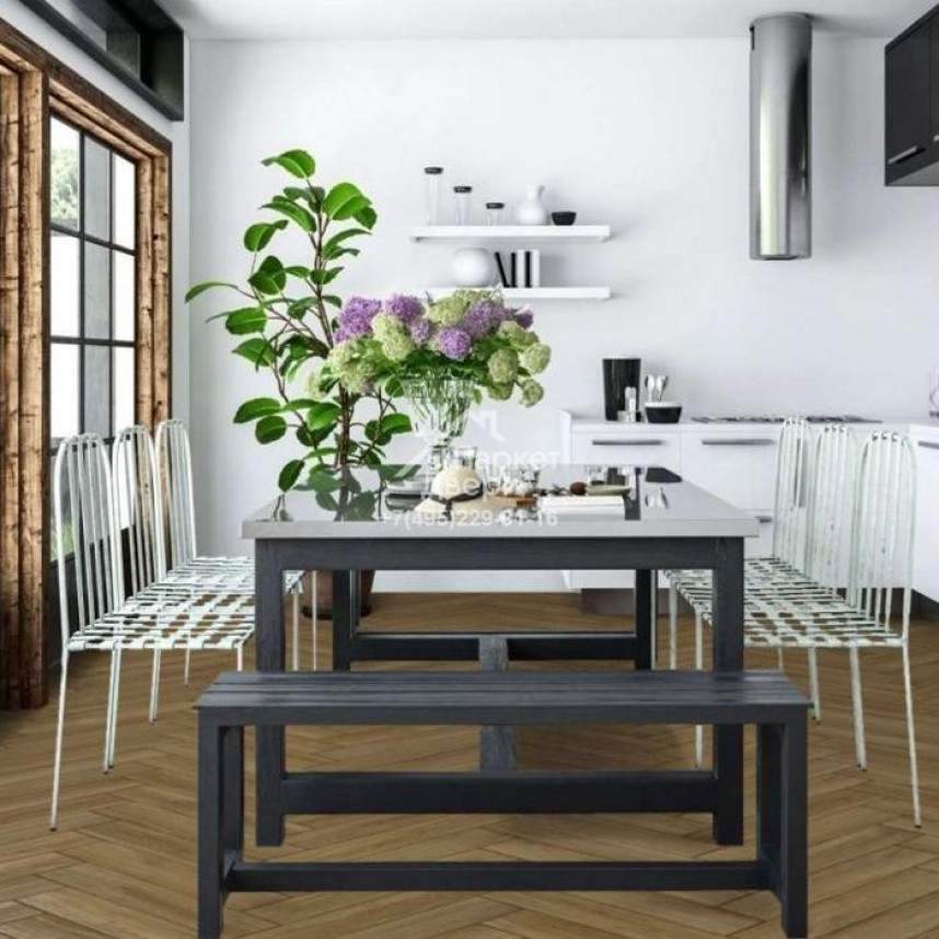 Виниловый пол  Falquon The Floor  Herringbone P6003 Calm Oak  740x148x6мм-1