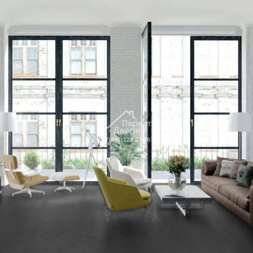 Виниловый пол Falquon The Floor  Herringbone U190 BLACK 740x148x6мм-1