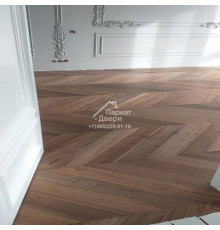 Инженерная доска HM Flooring Французская елочка орех американский СЕЛЕКТ (Chevron 45^) лак 14х125х575 мм