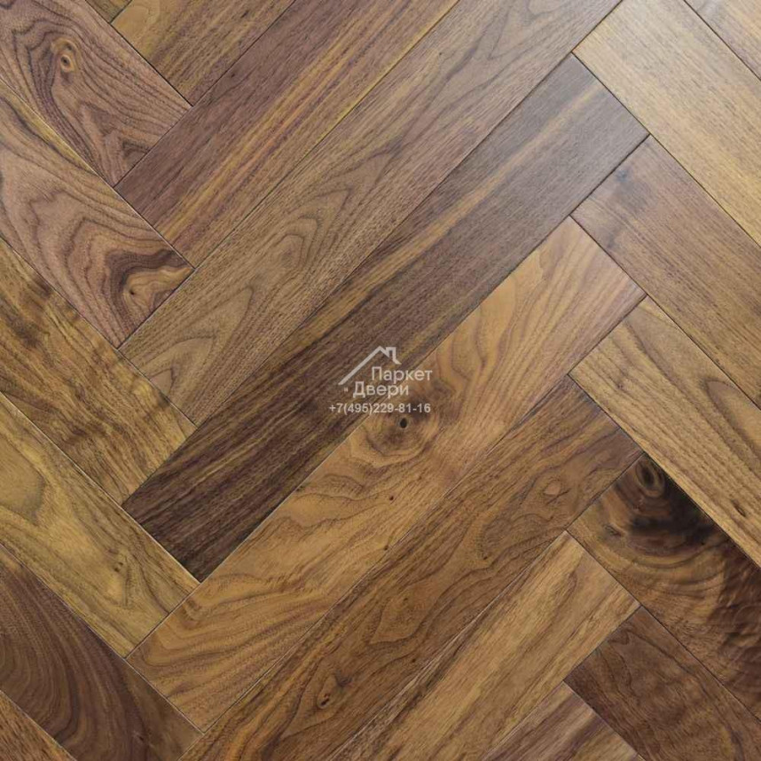 Инженерная доска Kraft Parkett Английская елка Орех Натур  600х120х14-1