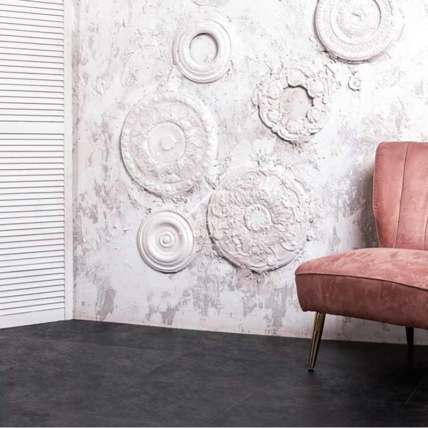 Виниловый пол VINILAM CERAMO STONE GLUE 2,5 мм LVT Сланцевый Чёрный 61607 950х480х2,5-4