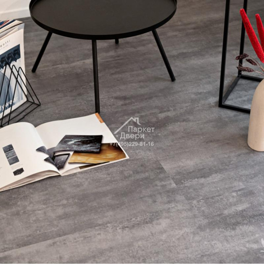 Виниловый пол VINILAM CERAMO STONE GLUE 2,5 мм LVT Цемент Серый 71616 950х480х2,5-2
