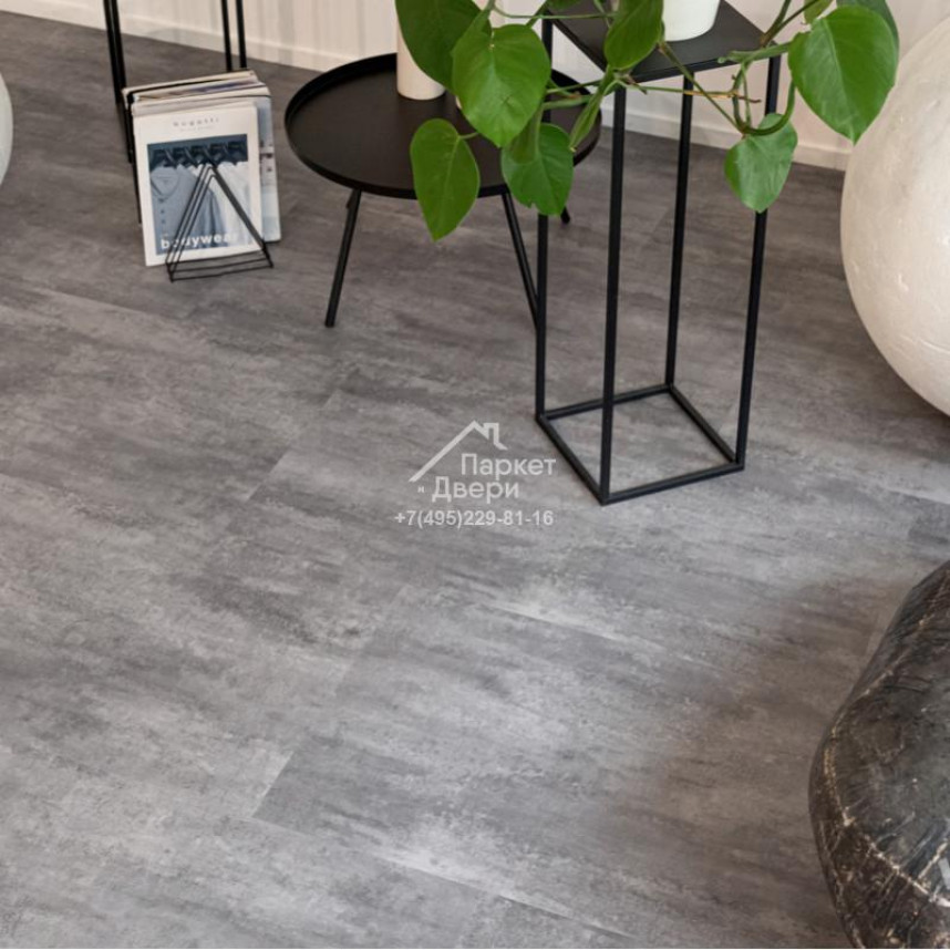 Виниловый пол VINILAM CERAMO STONE GLUE 2,5 мм LVT Цемент Серый 71616 950х480х2,5-6