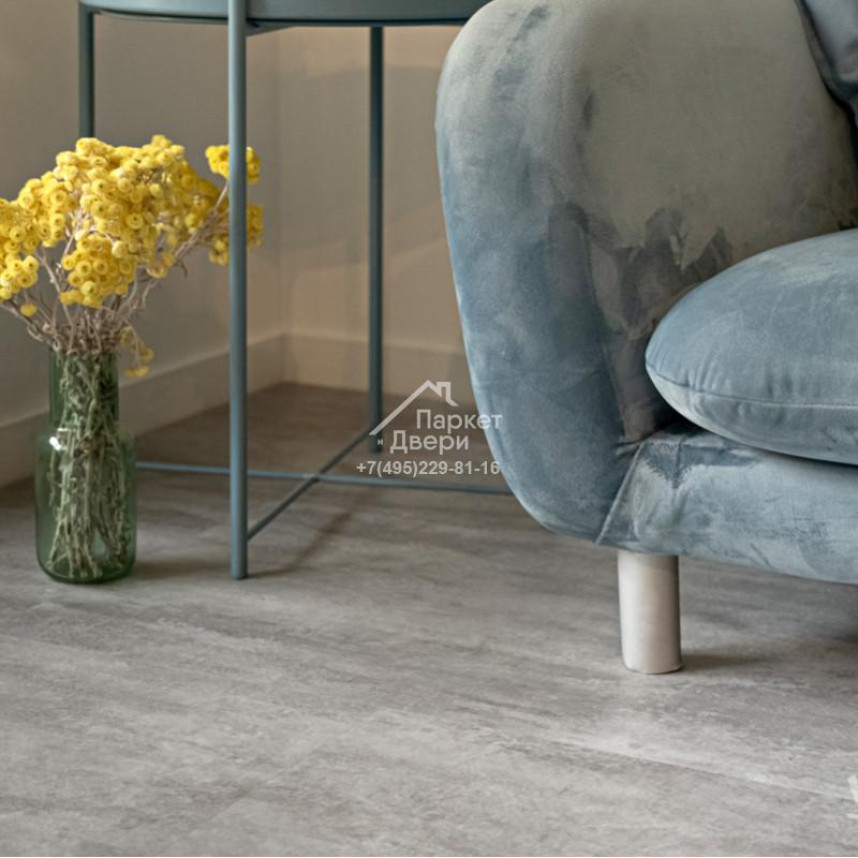 Виниловый пол VINILAM CERAMO STONE GLUE 2,5 мм LVT Цемент Светлый 71614 950х480х2,5-2