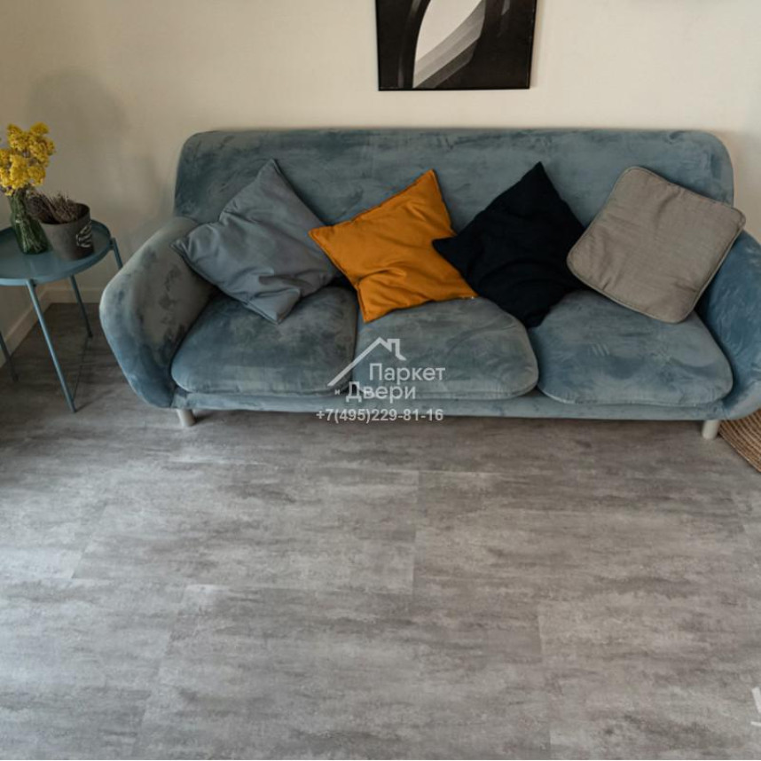 Виниловый пол VINILAM CERAMO STONE GLUE 2,5 мм LVT Цемент Светлый 71614 950х480х2,5-3