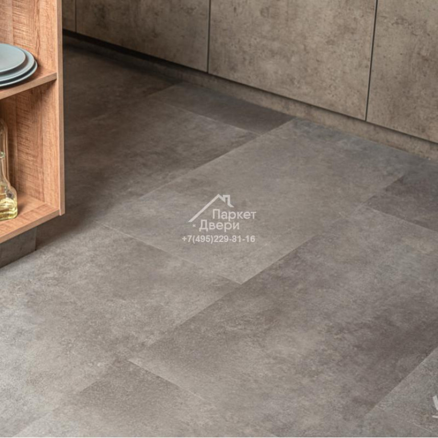 Виниловый пол VINILAM CERAMO STONE GLUE 2,5 мм LVT Цемент Стальной 71610 950х480х2,5-2