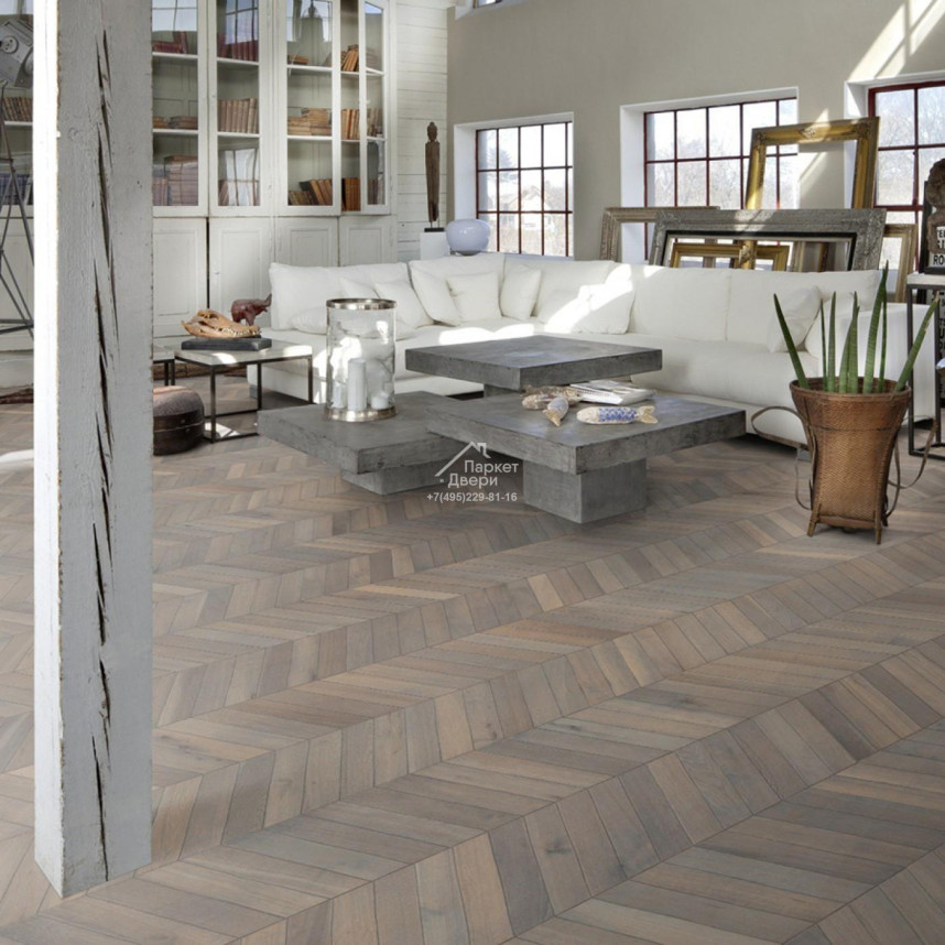 Паркет-елка Kahrs Шеврон Дуб серый GREY 1848x305x15-1