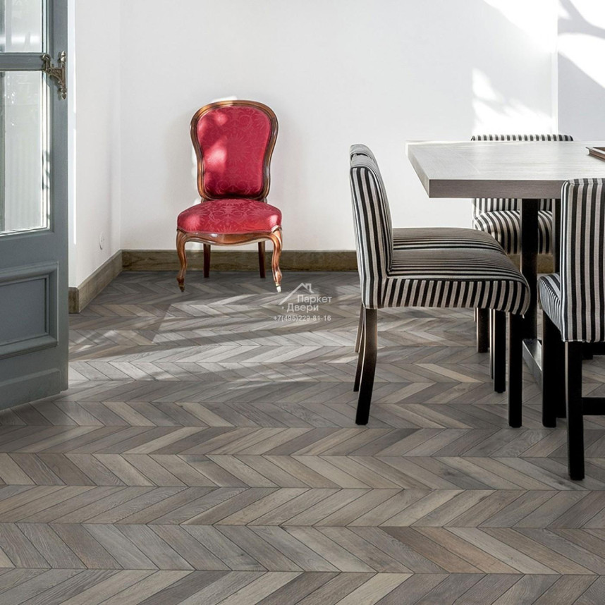 Паркет-елка Kahrs Шеврон Дуб серый GREY 1848x305x15-2