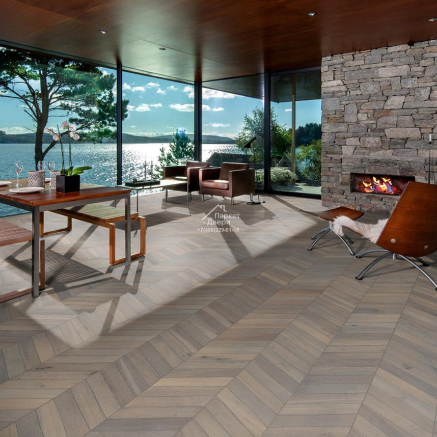 Паркет-елка Kahrs Шеврон Дуб серый GREY 1848x305x15-3