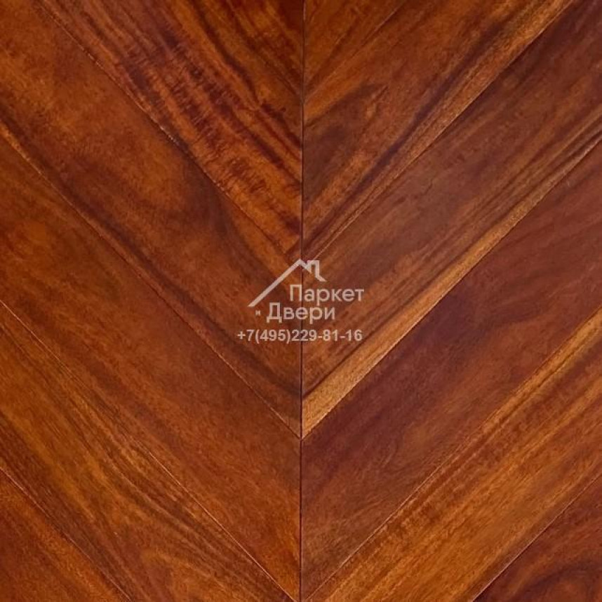 Паркет Wood Bee французская ёлка Chevron Сапели / Sapele, 510x92x12-1