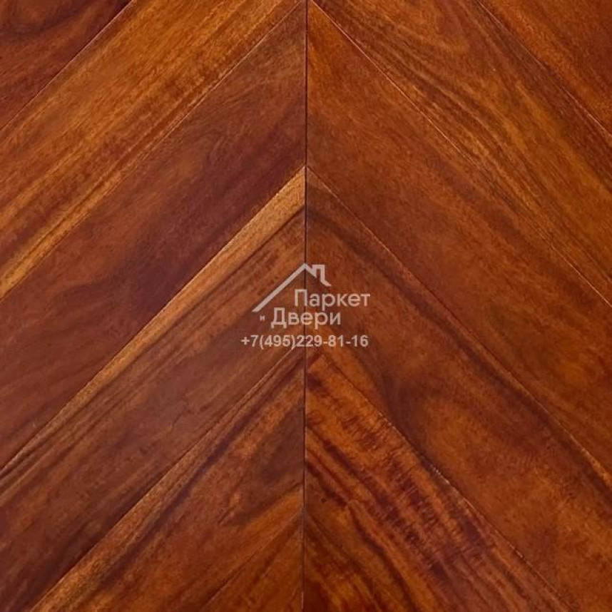 Паркет Wood Bee французская ёлка Chevron Сапели / Sapele, 510x92x12