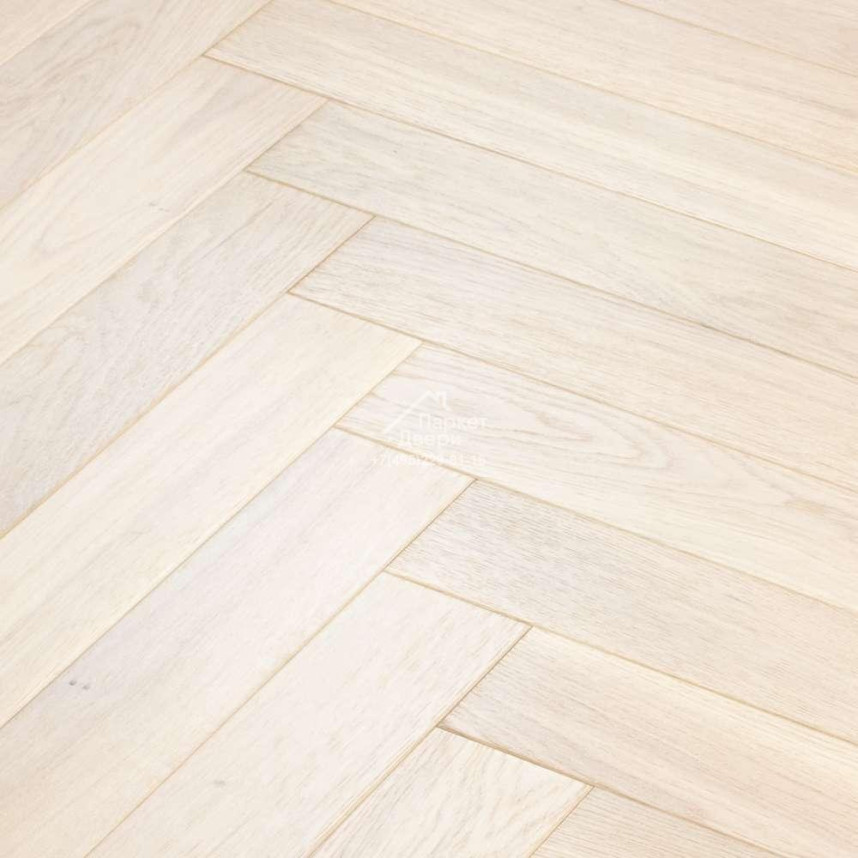 Паркет Елка Английская Lab Arte Angle Дуб Натур Чегет белый лак 500х150х14/3-1