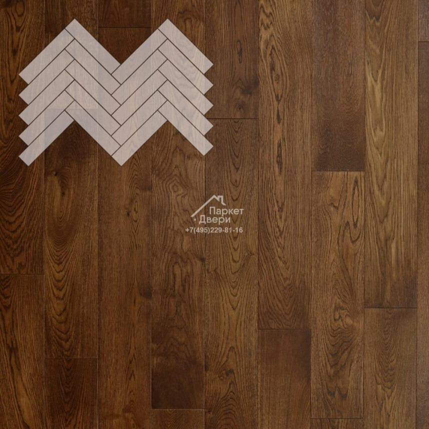 Паркет Елка Английская Lab Arte Angle Дуб Рустик Табак лак 500х110х14/3-3
