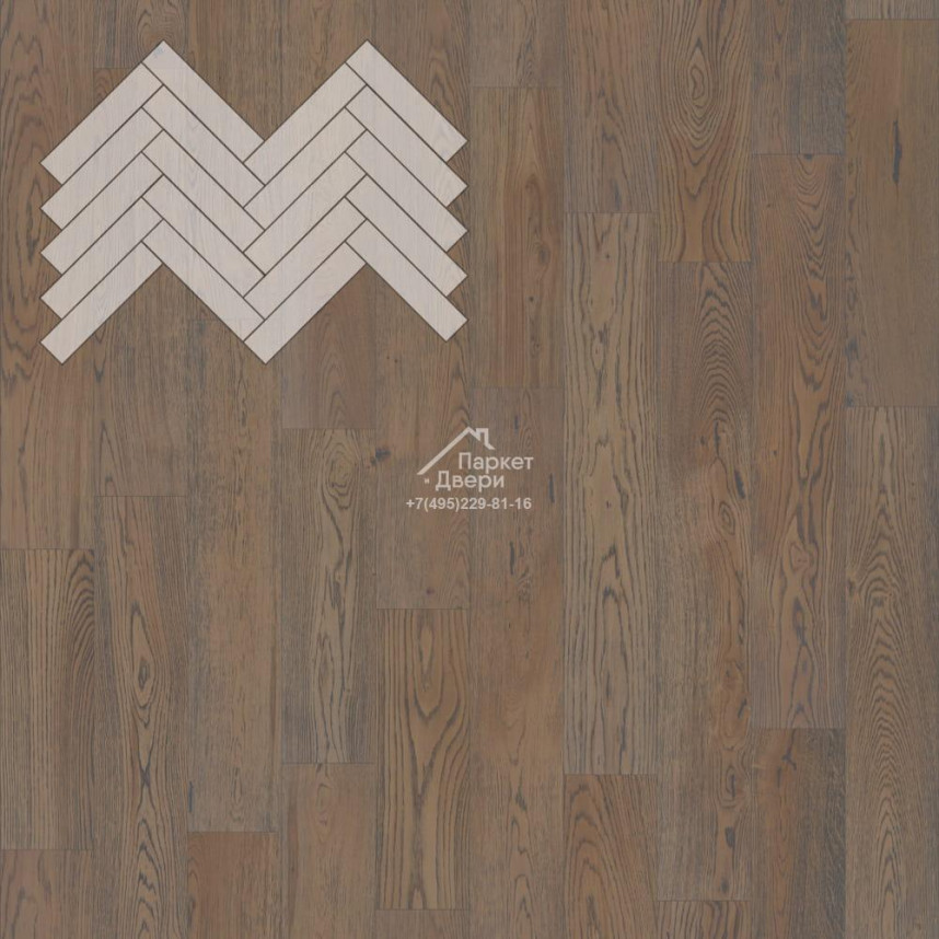 Паркет Елка Английская Lab Arte Angle Дуб Селект Грис лак 500х110х14/3